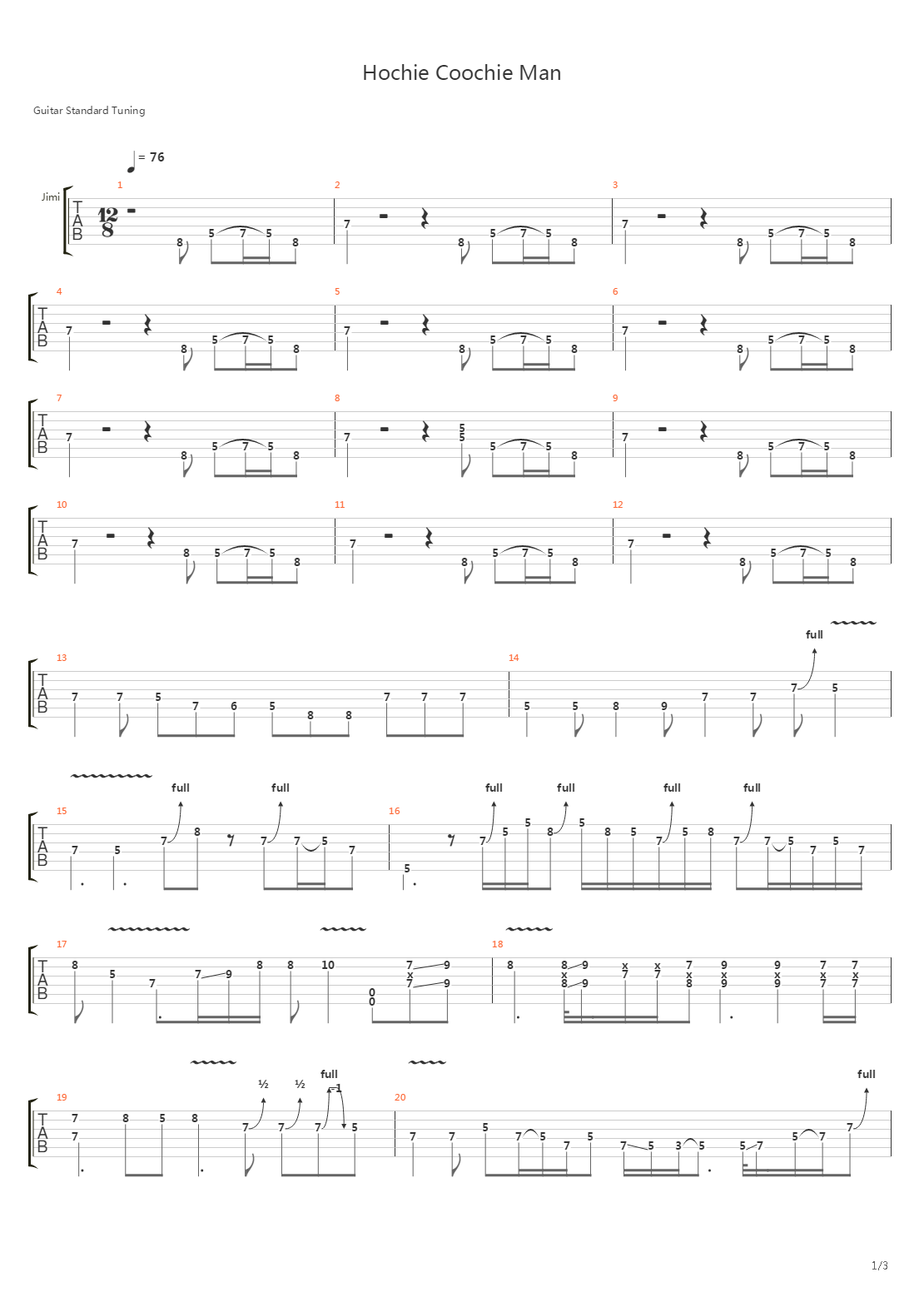 Hoochie Coochie Man吉他谱