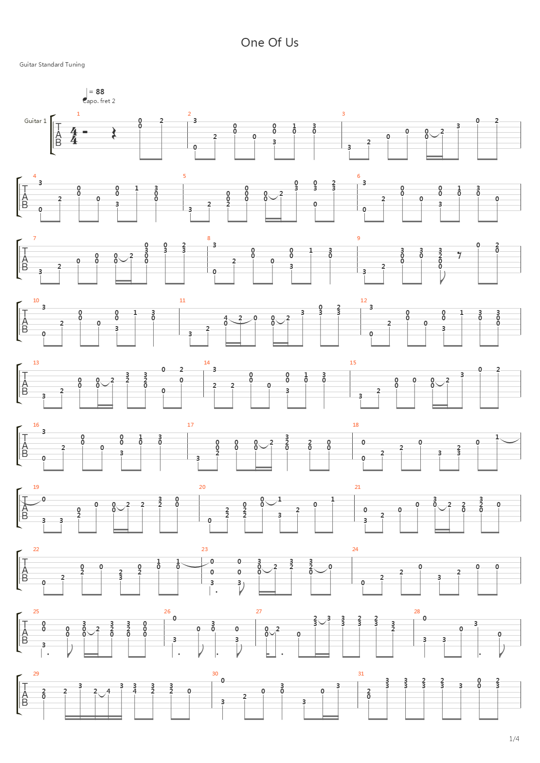 One Of Us吉他谱