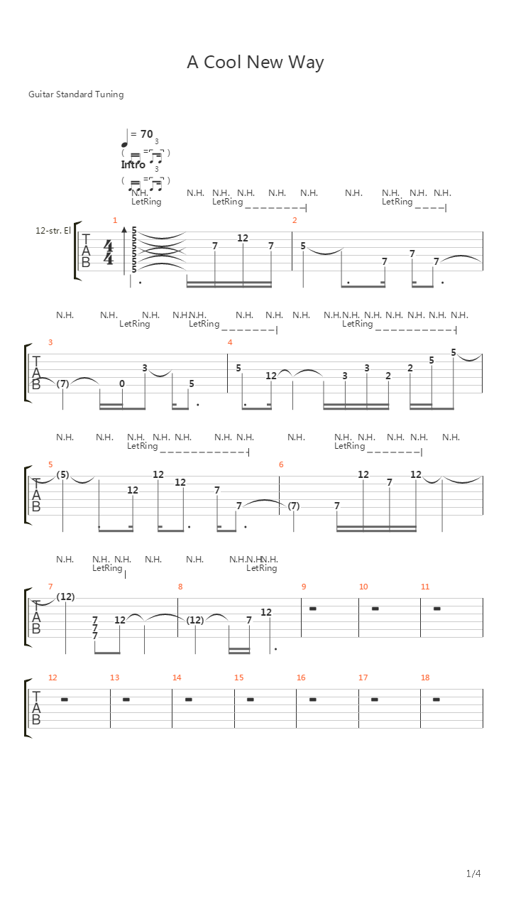 A Cool New Way吉他谱