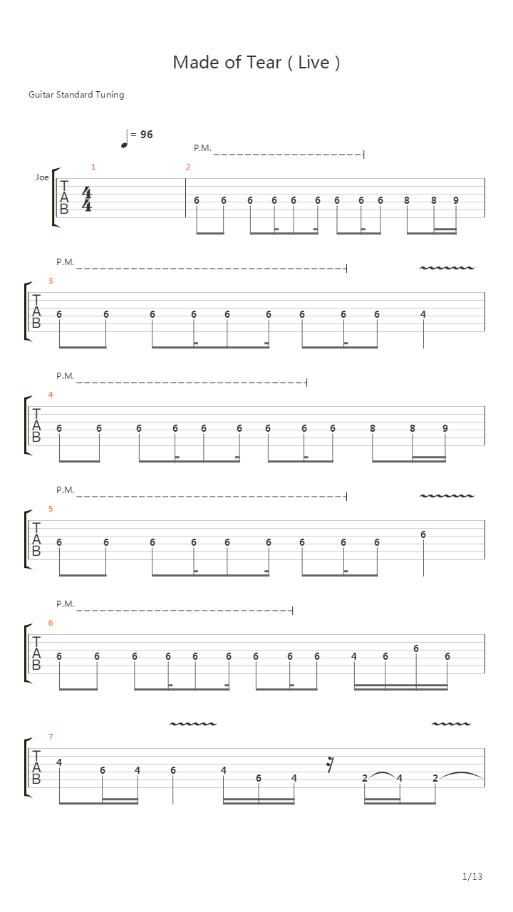 Made Of Tears (Live)吉他谱