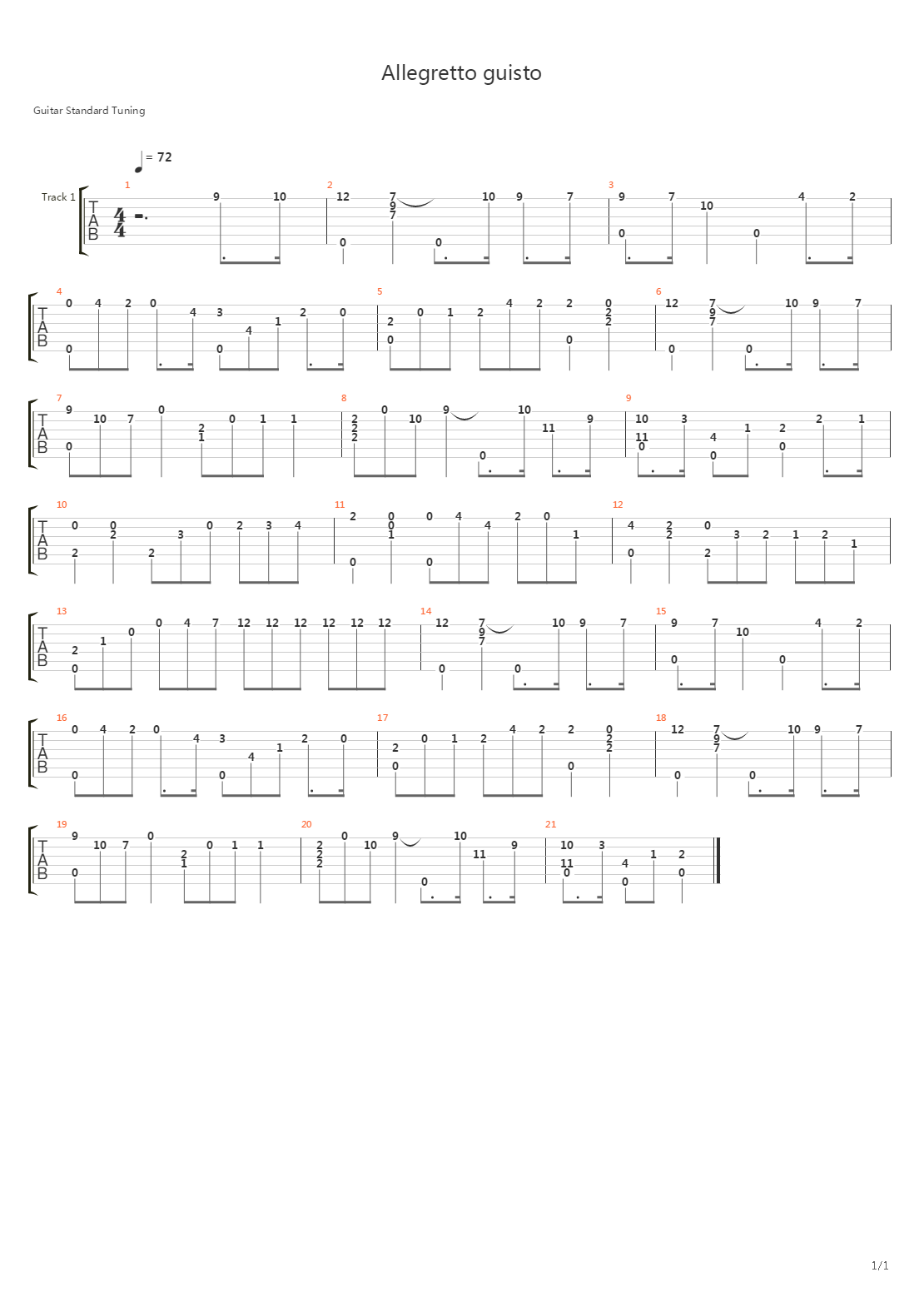 Allegretto Guisto吉他谱