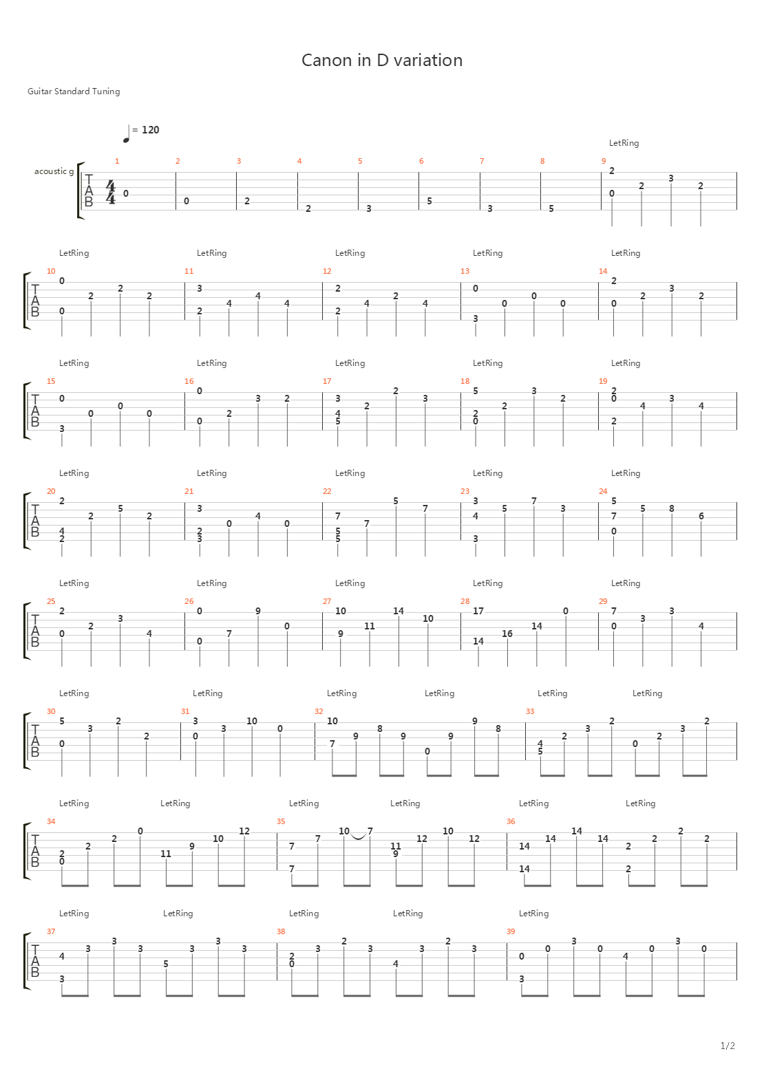 Canon In D Variation Ver2吉他谱