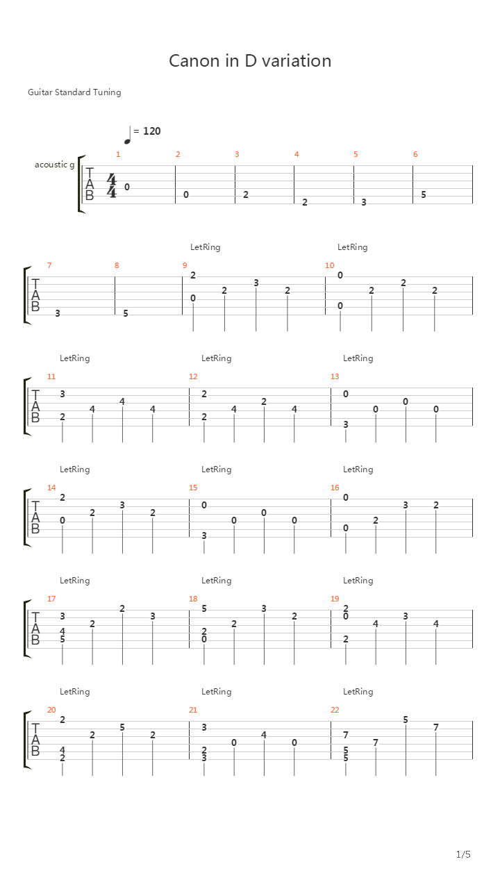 Canon In D Variation Ver2吉他谱