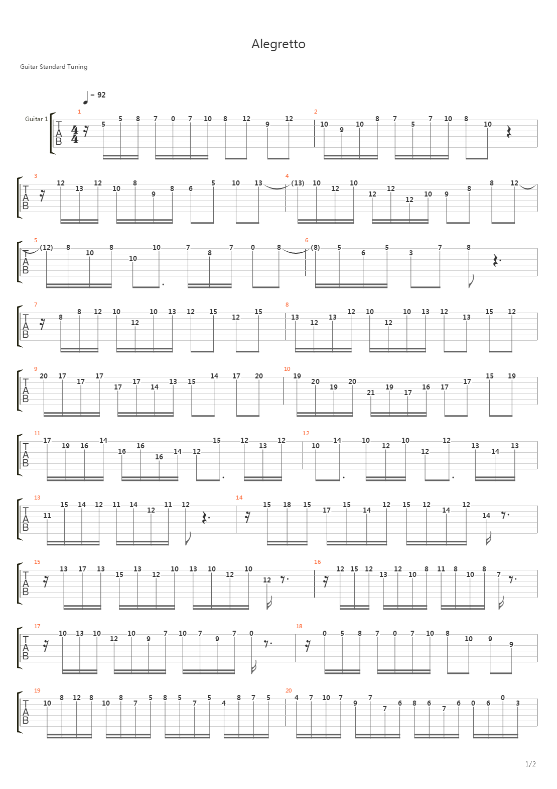 Allegretto吉他谱