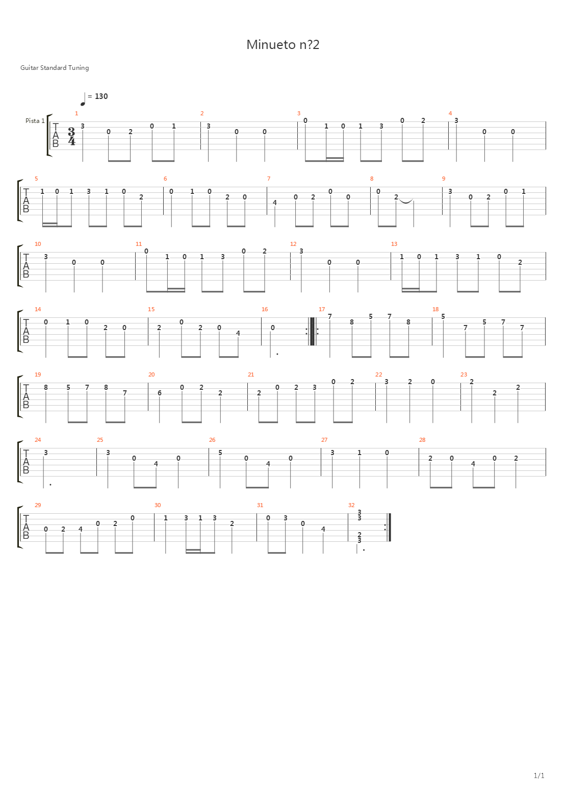 Minueto Nº2吉他谱
