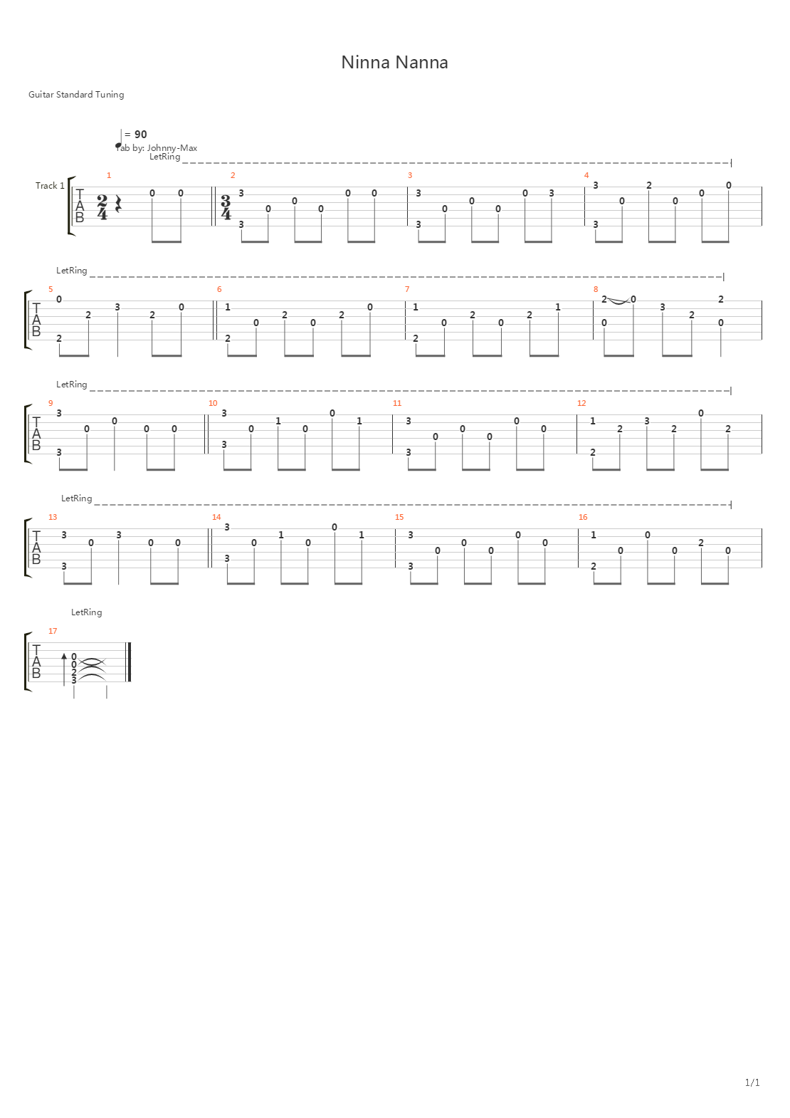 Ninna Nanna (Lullaby)吉他谱