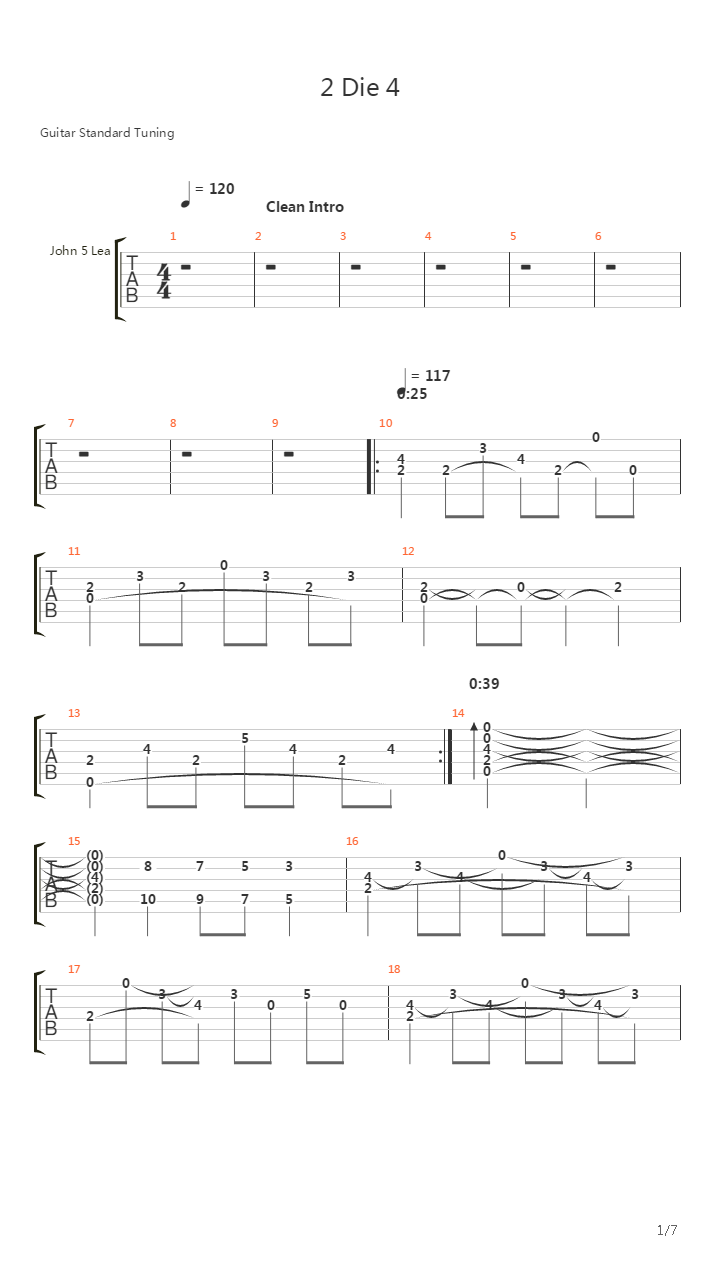 2 Die 4吉他谱