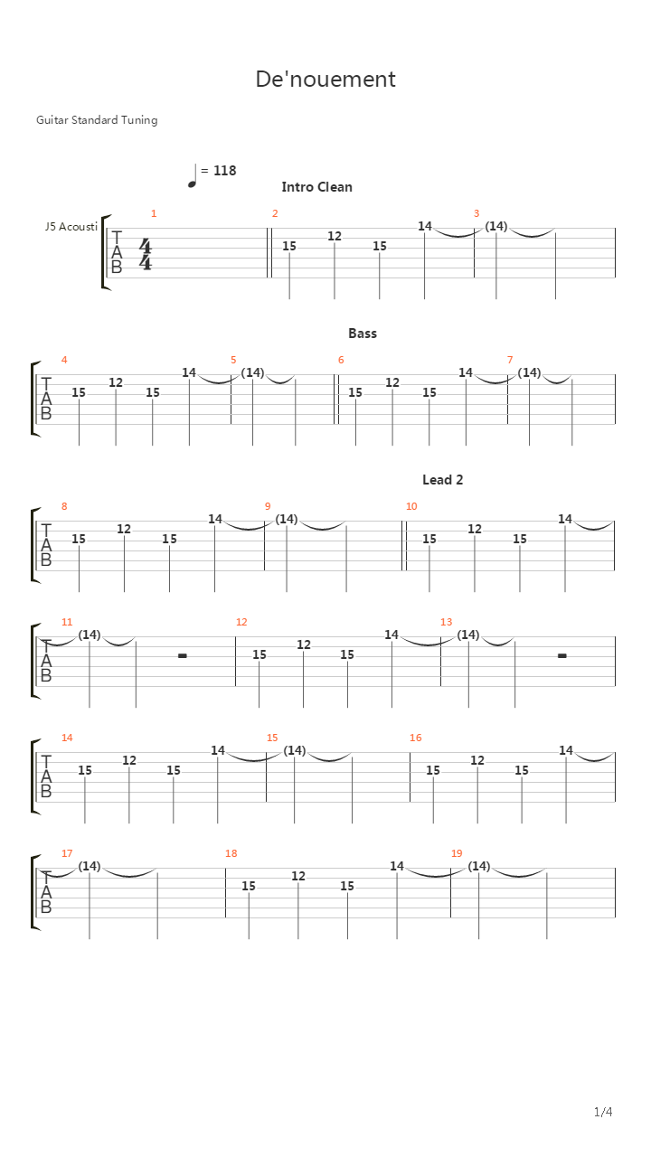 De'nouement吉他谱