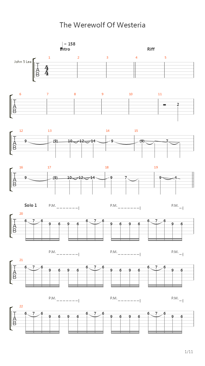 The Werewolf Of Westeria吉他谱