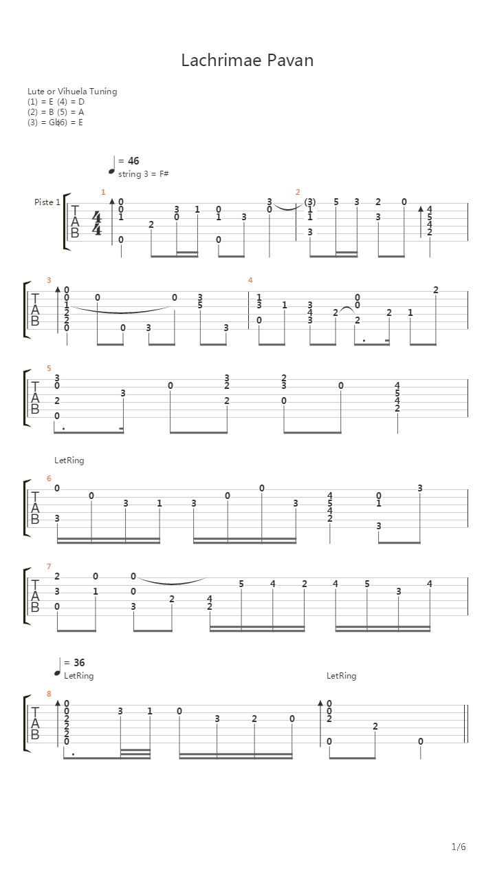 Lachrimae Pavan吉他谱