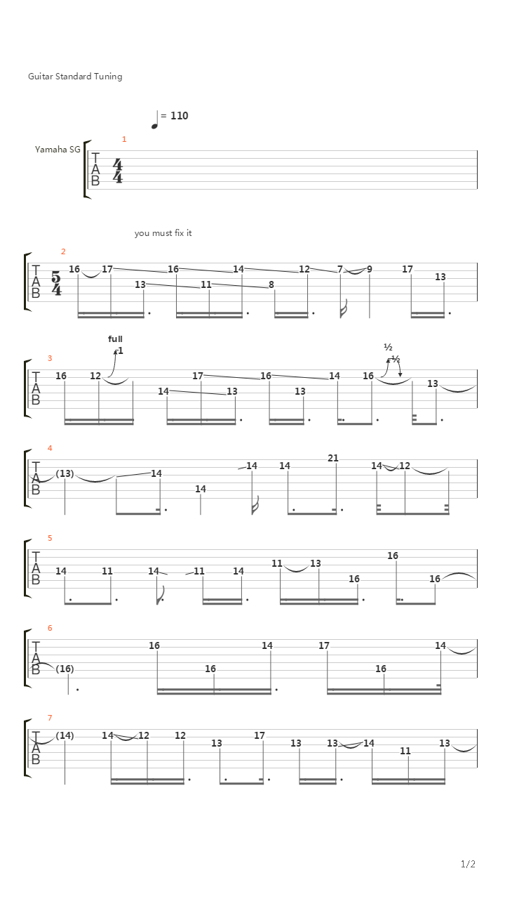 Guitar (Solo)吉他谱