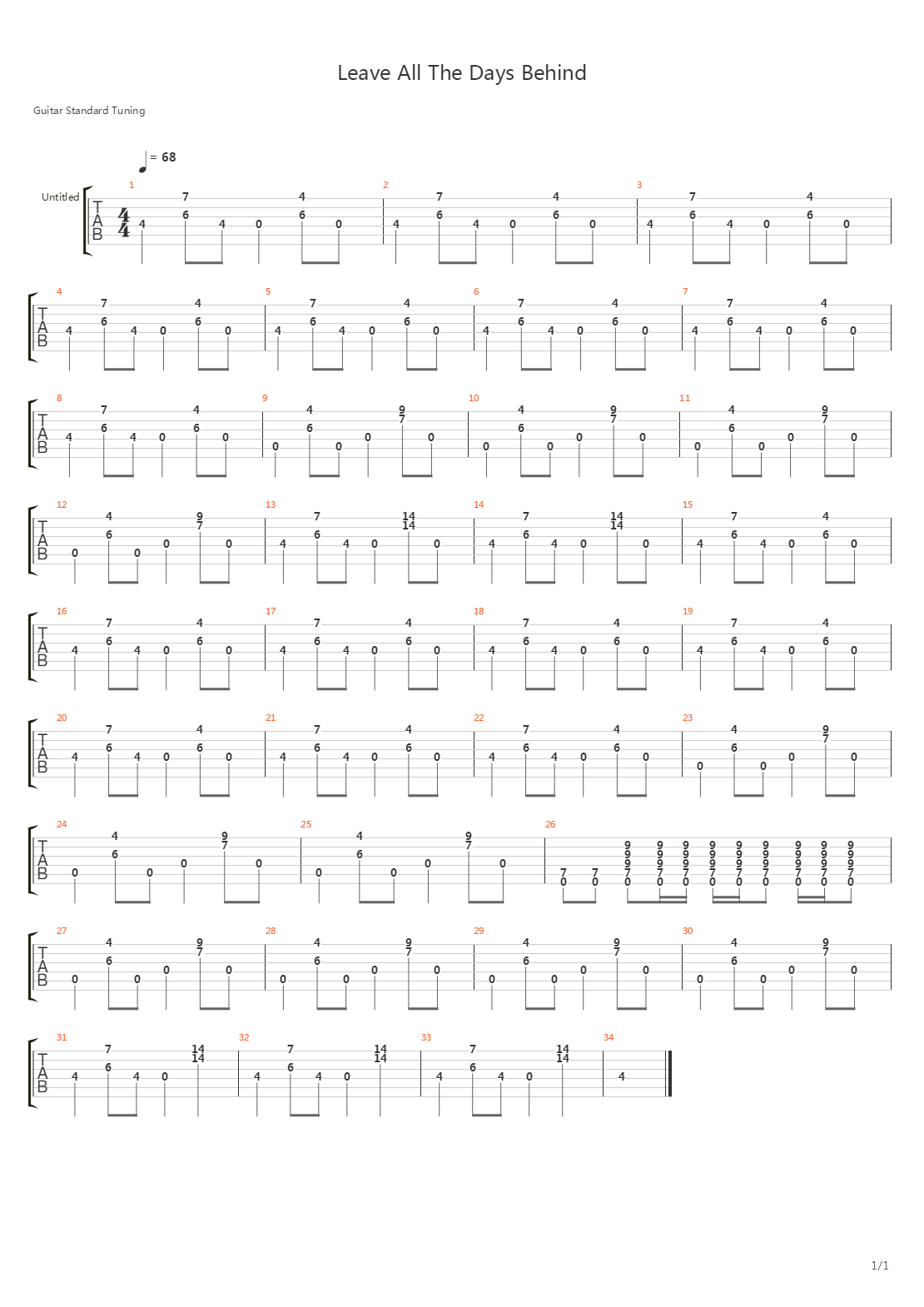 Leave All The Days Behind吉他谱