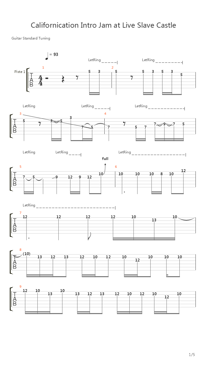 Slane Castle Californication Intro吉他谱