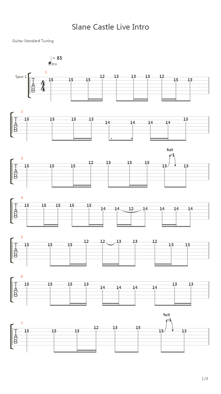 Slane Castle Intro吉他谱