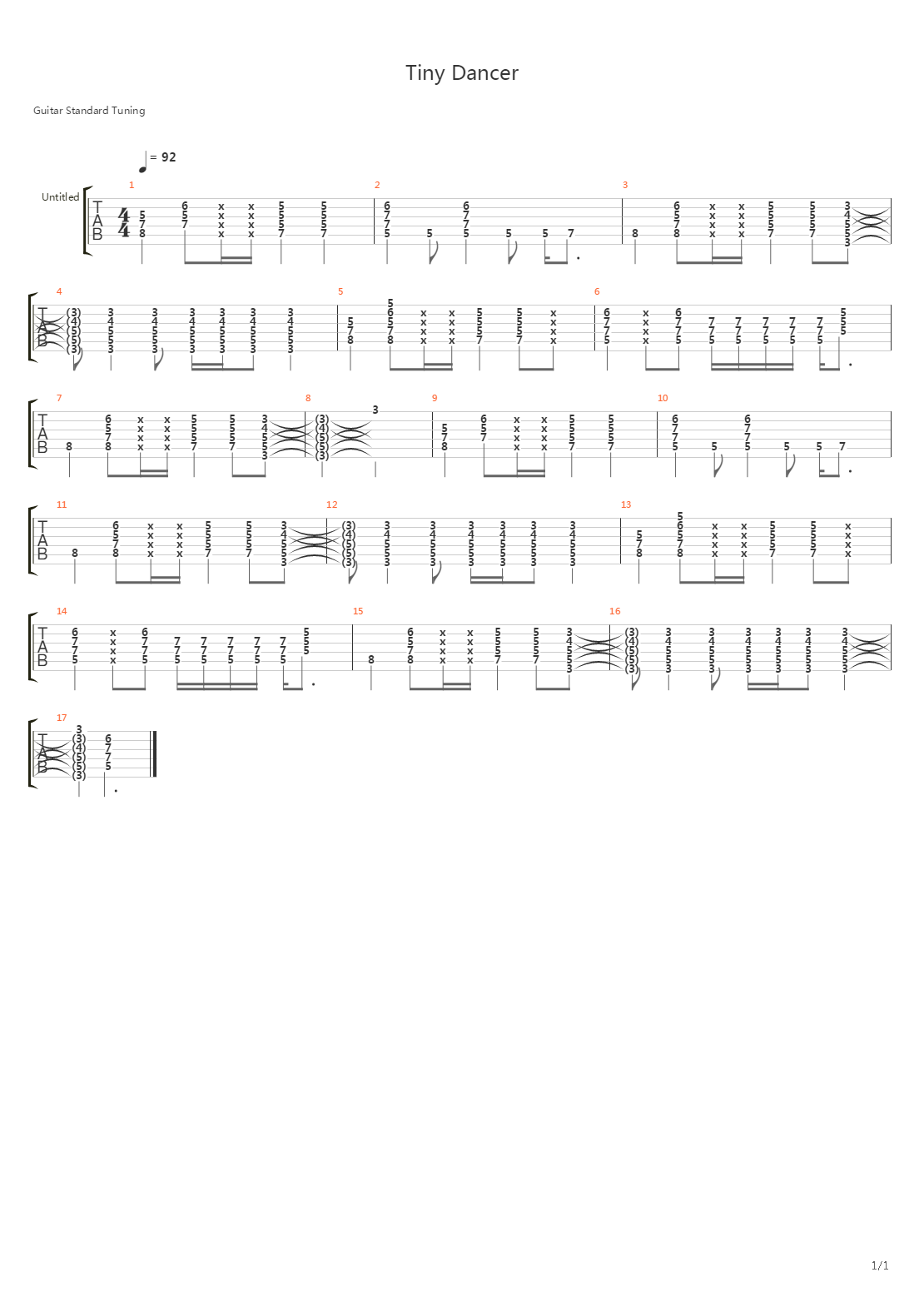 Tiny Dancer吉他谱