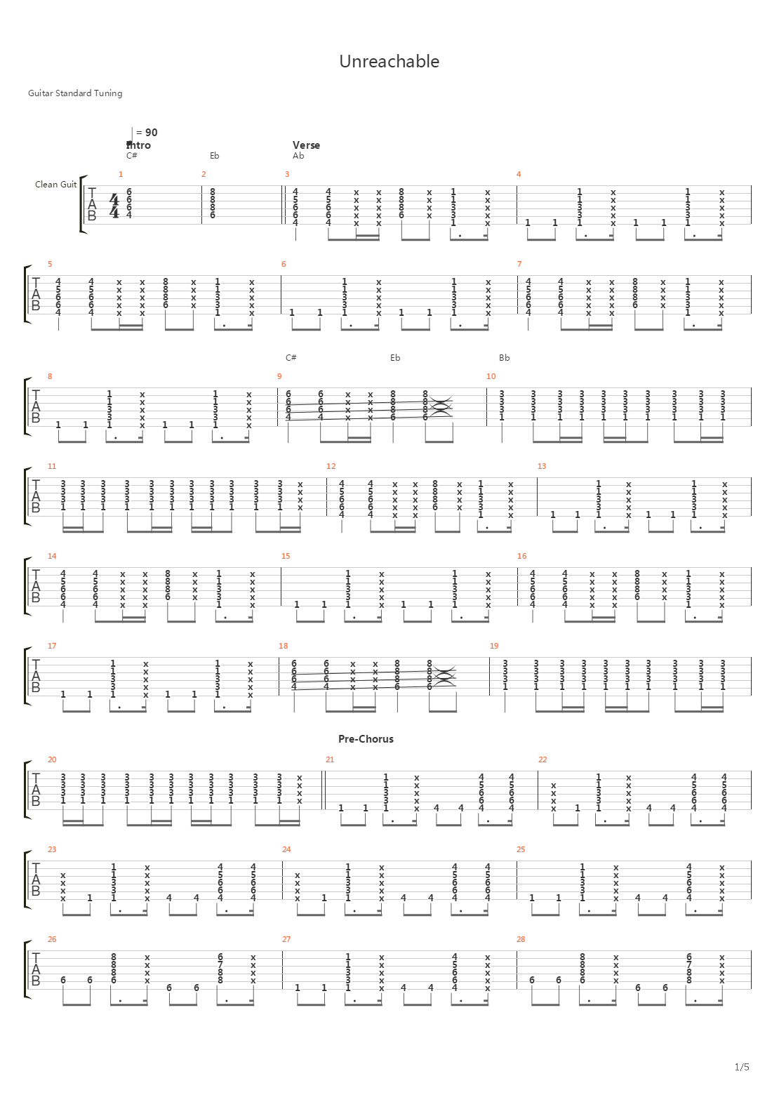 Unreachable (Better Tab)吉他谱