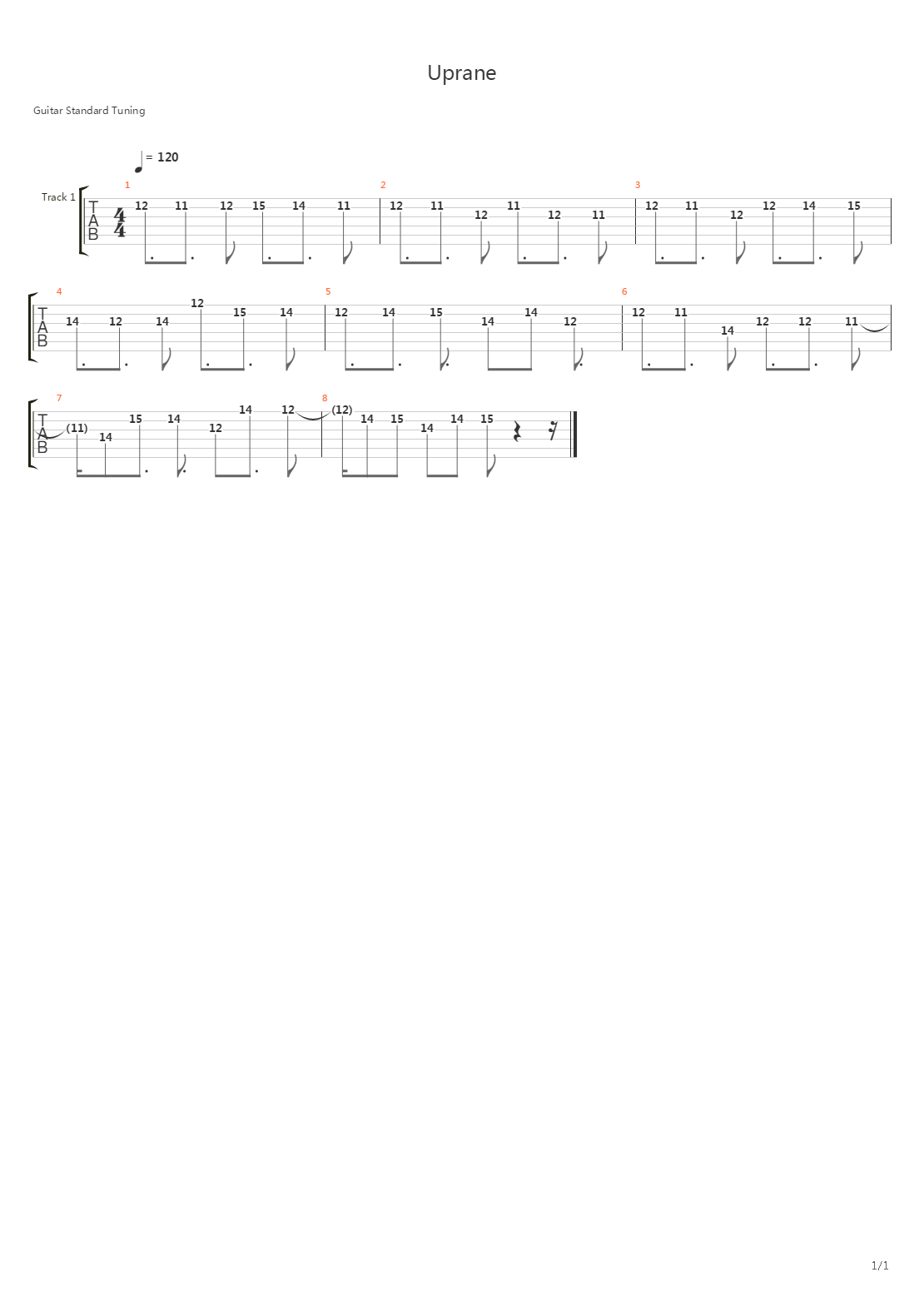 Uprane (Solo)吉他谱