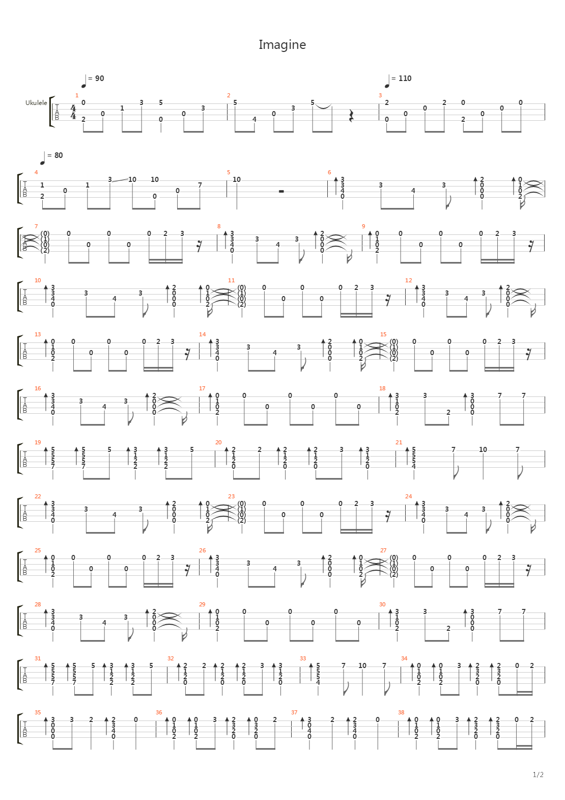 Imagine (Ukulele)吉他谱