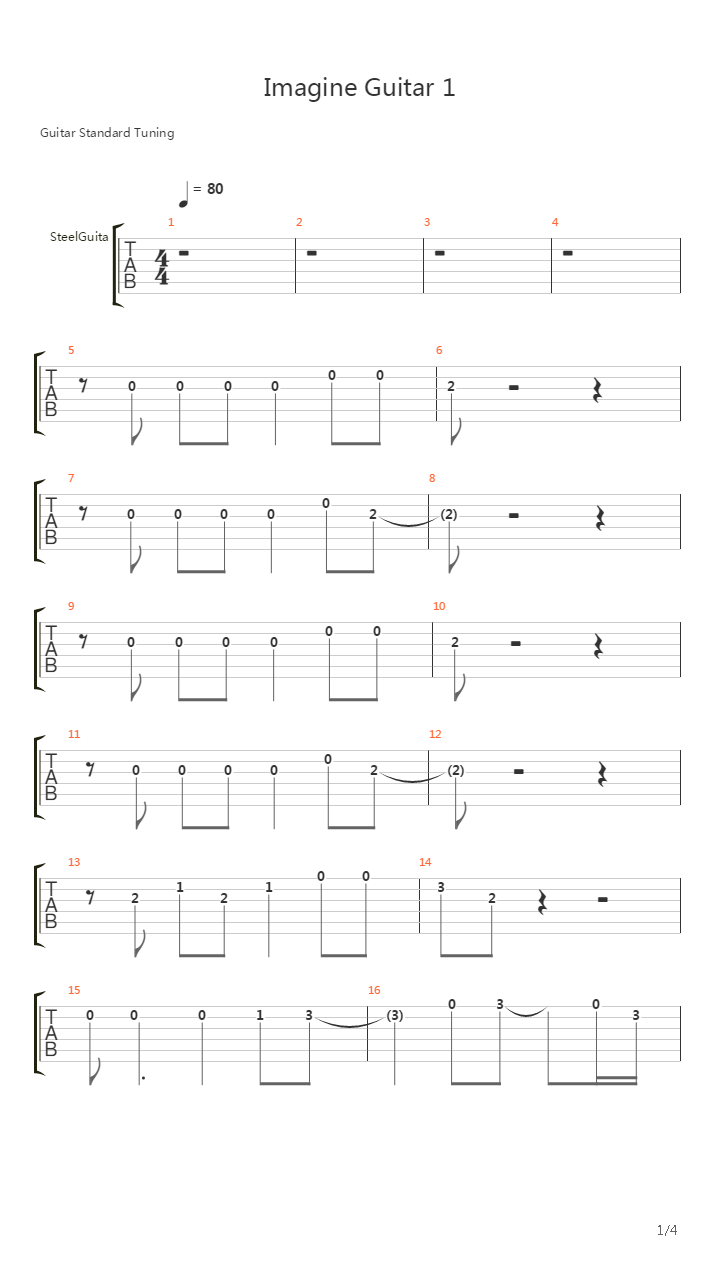 Imagine Guitar 1吉他谱