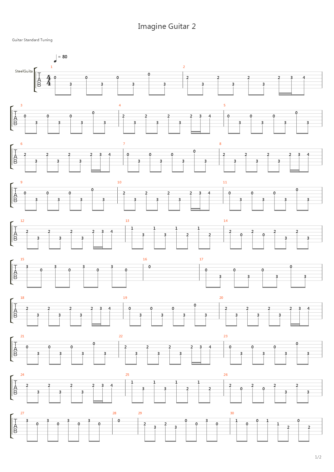 Imagine Guitar 2吉他谱