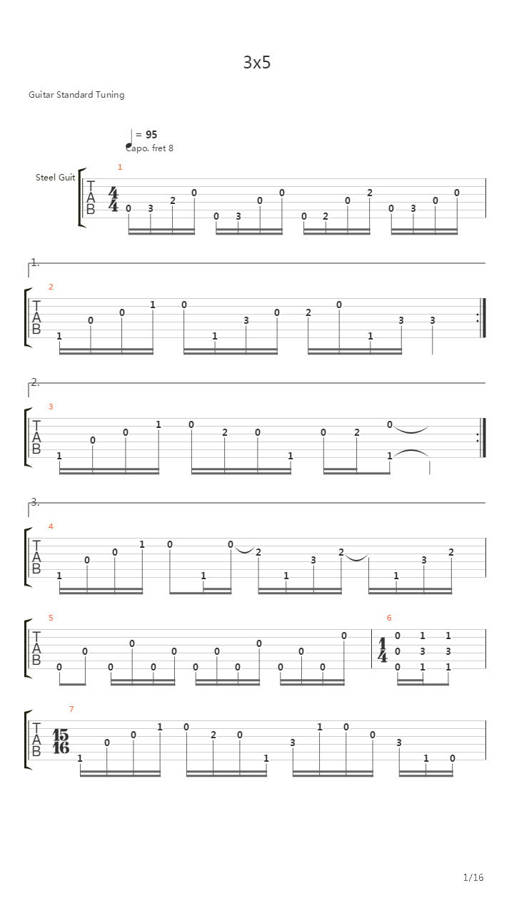 3x5 AsIs Live吉他谱