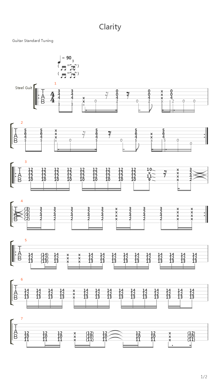 Clarity (Simplified Version)吉他谱