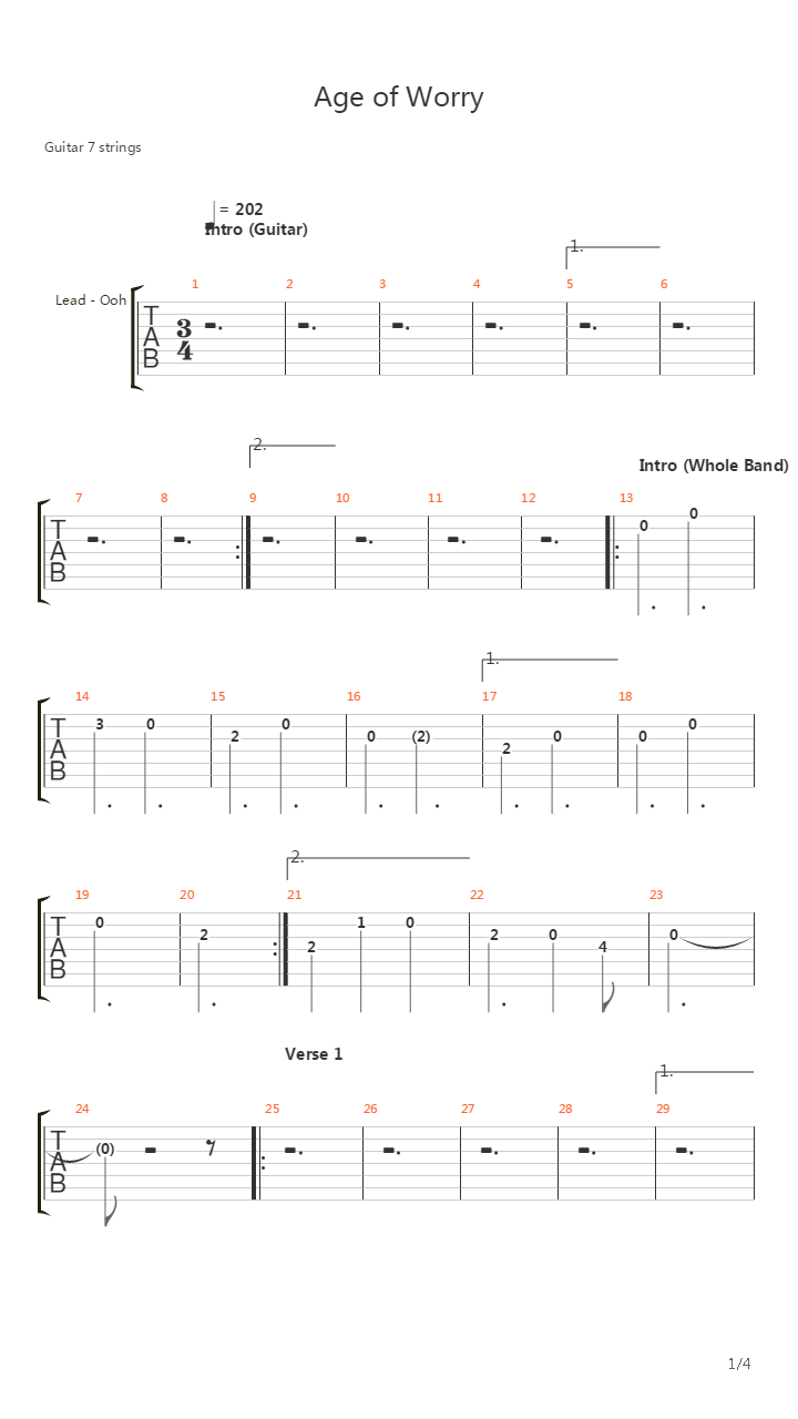 The Age Of Worry吉他谱