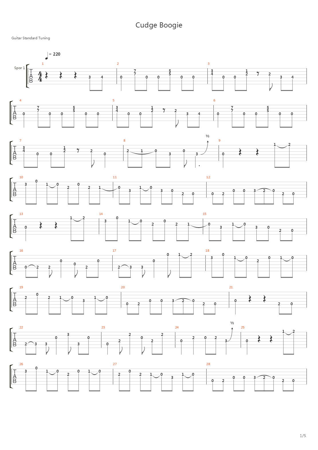 Cudge Boogie吉他谱
