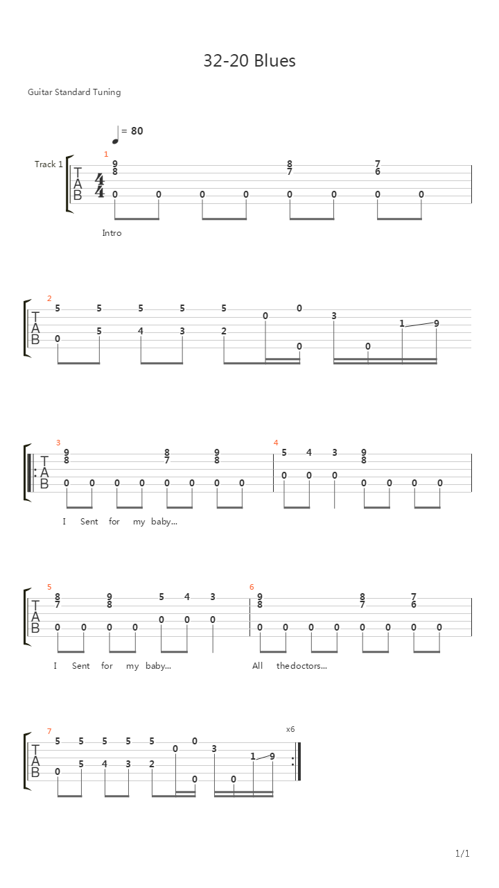 32-20 Blues吉他谱