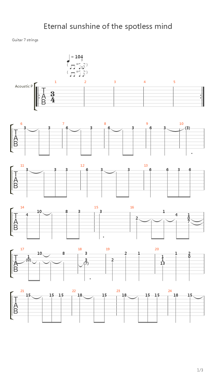 Eternal Sunshine Of Spotless Mind Theme吉他谱