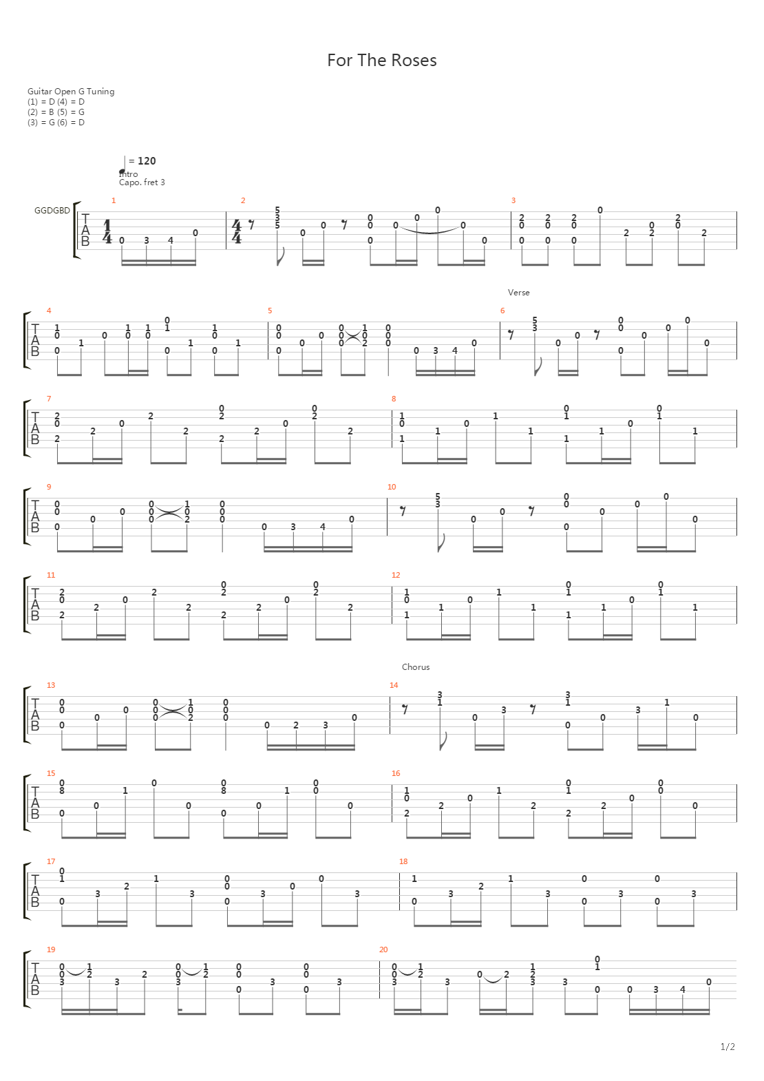 For The Roses吉他谱