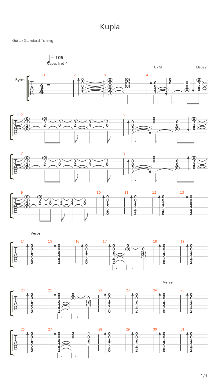 Kupla吉他谱