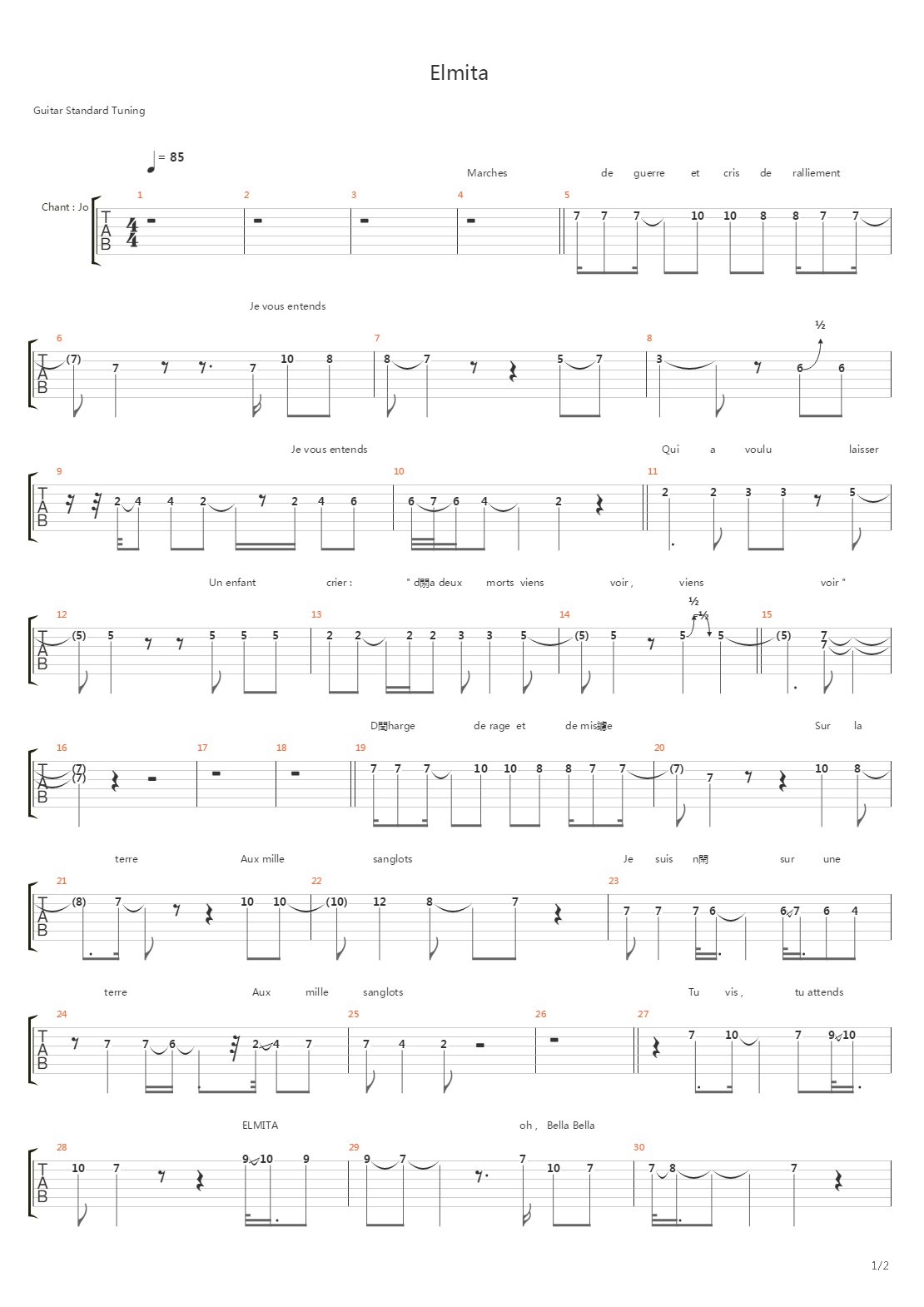 Elmita吉他谱