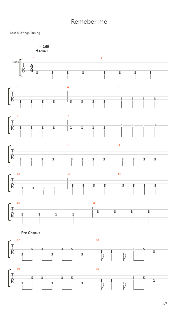 Remember Me吉他谱