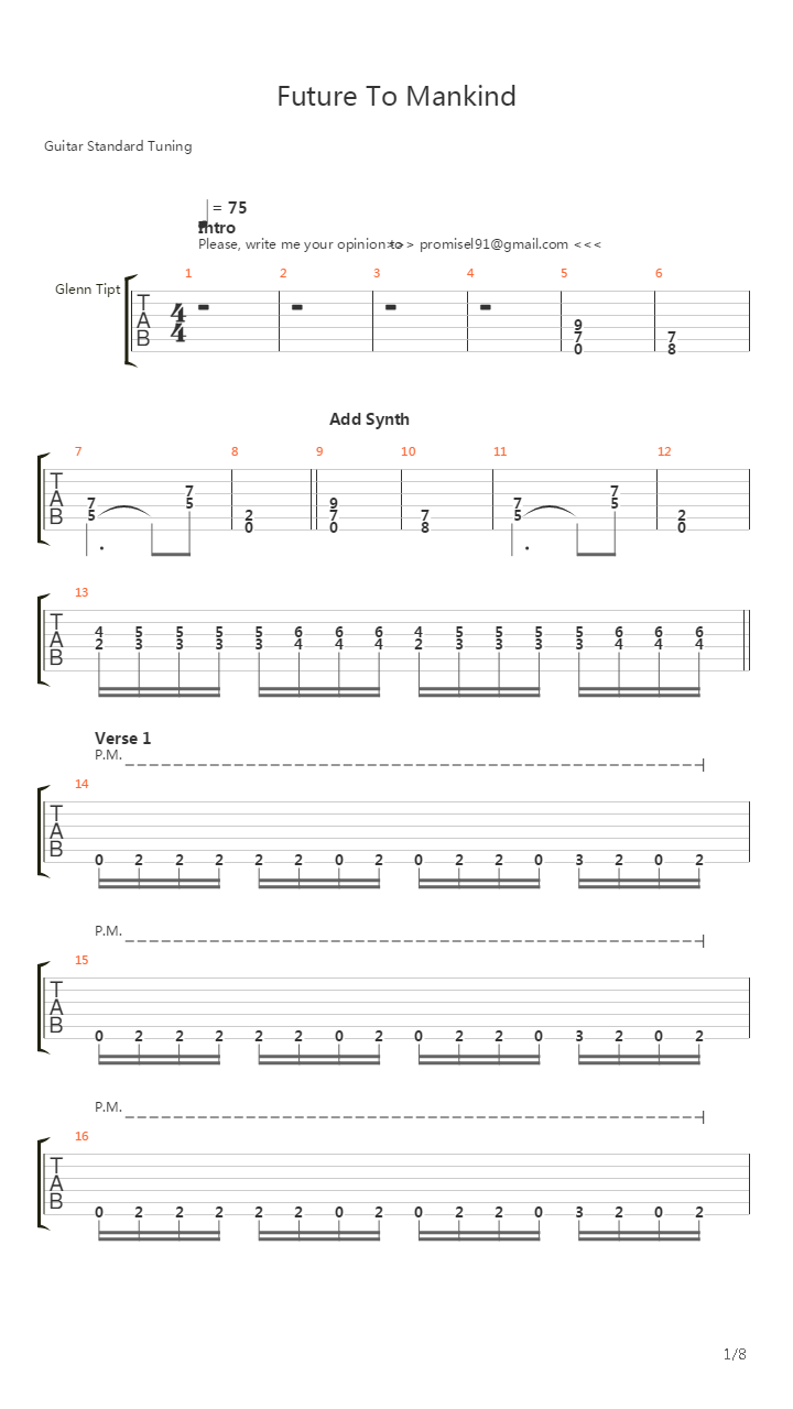 Future Of Mankind吉他谱