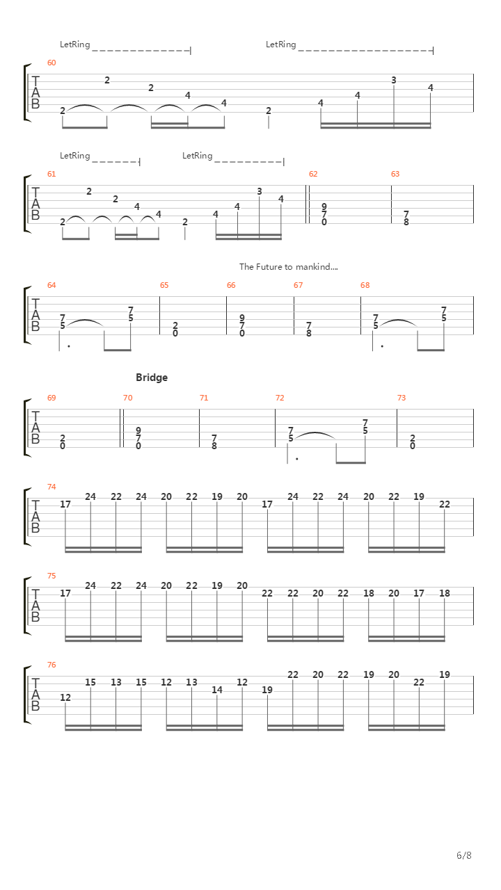 Future Of Mankind吉他谱