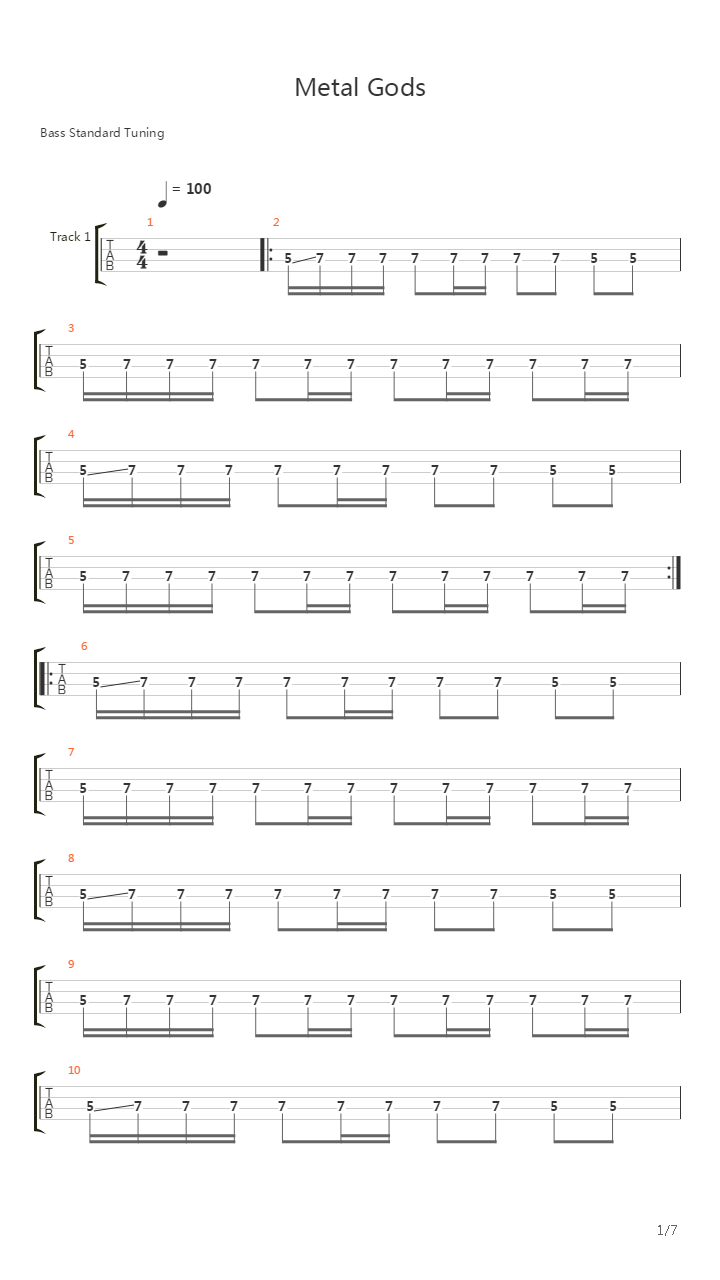 Metal Gods吉他谱