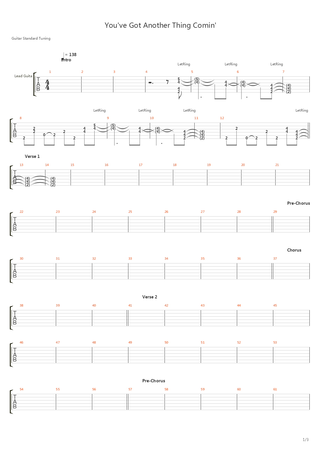 You've Got Another Thing Comin'吉他谱