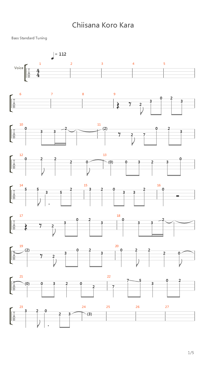 Chisana Koro Kara吉他谱