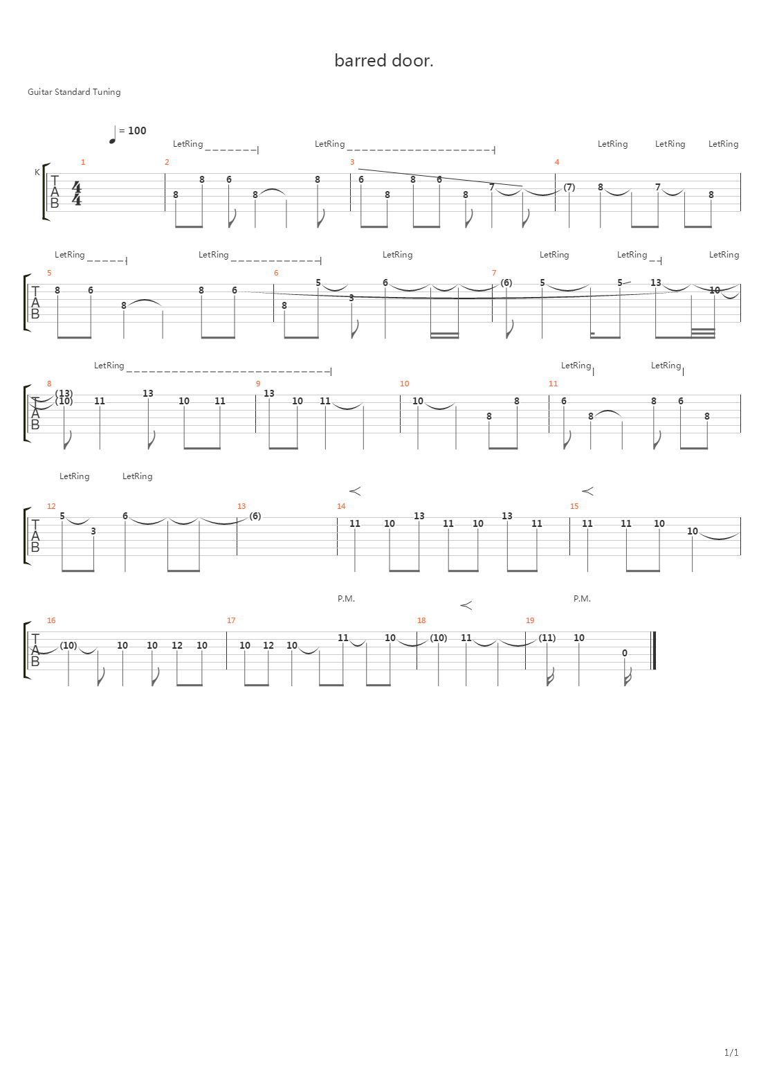 Barred Door吉他谱