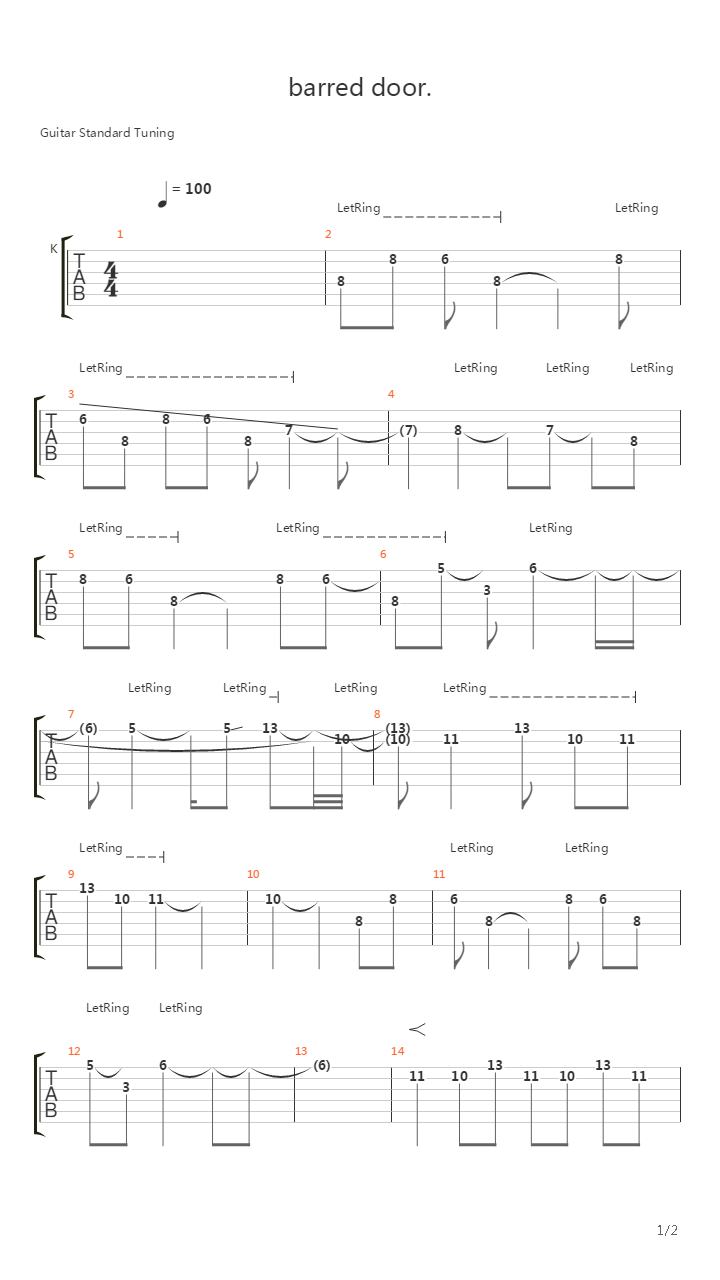 Barred Door吉他谱