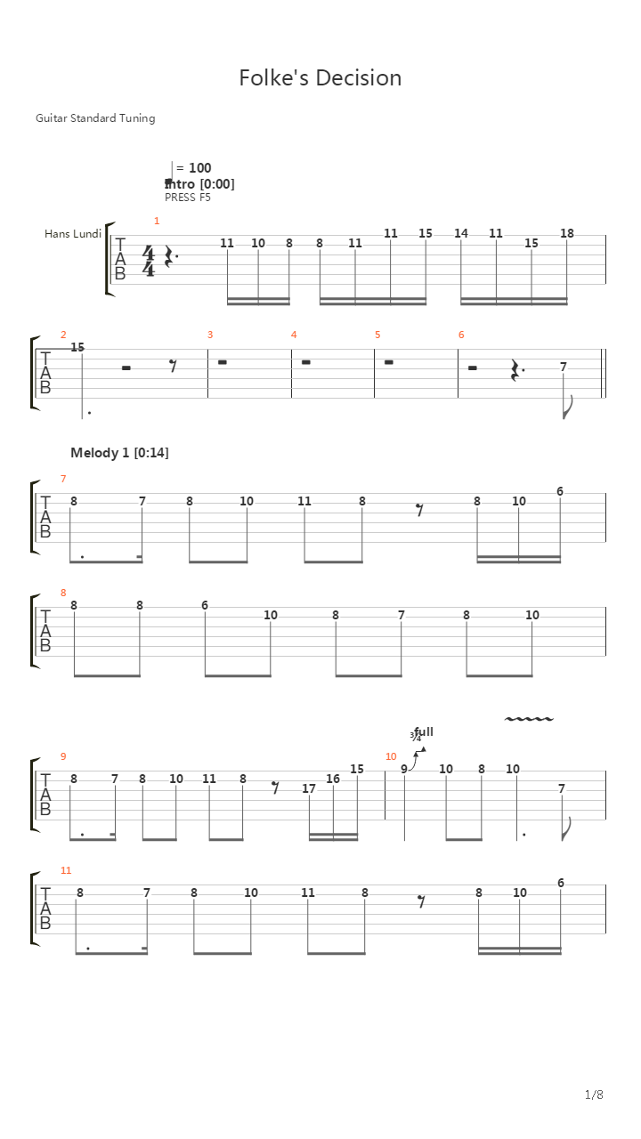 Folke's Final Decision吉他谱