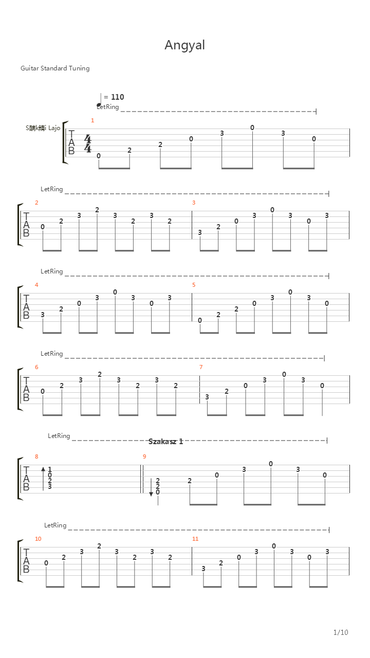 Angyal吉他谱