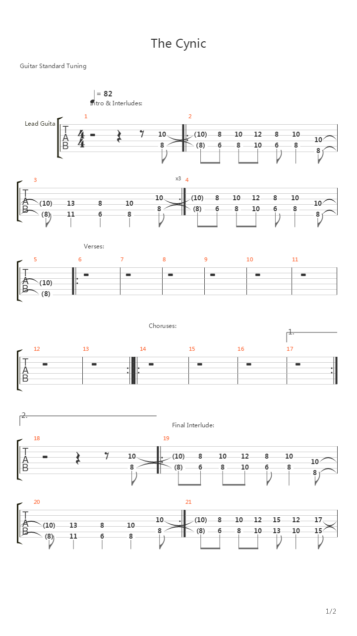 Cynic吉他谱