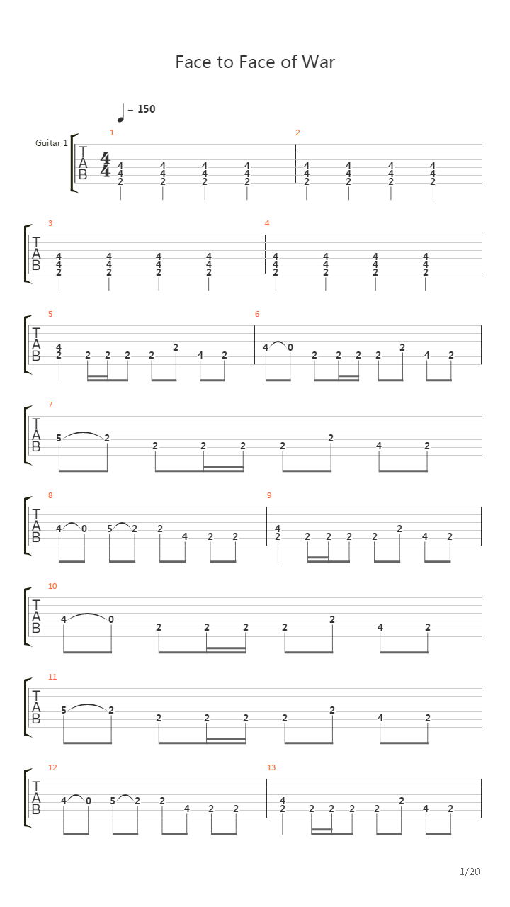 Face The Face Of War吉他谱