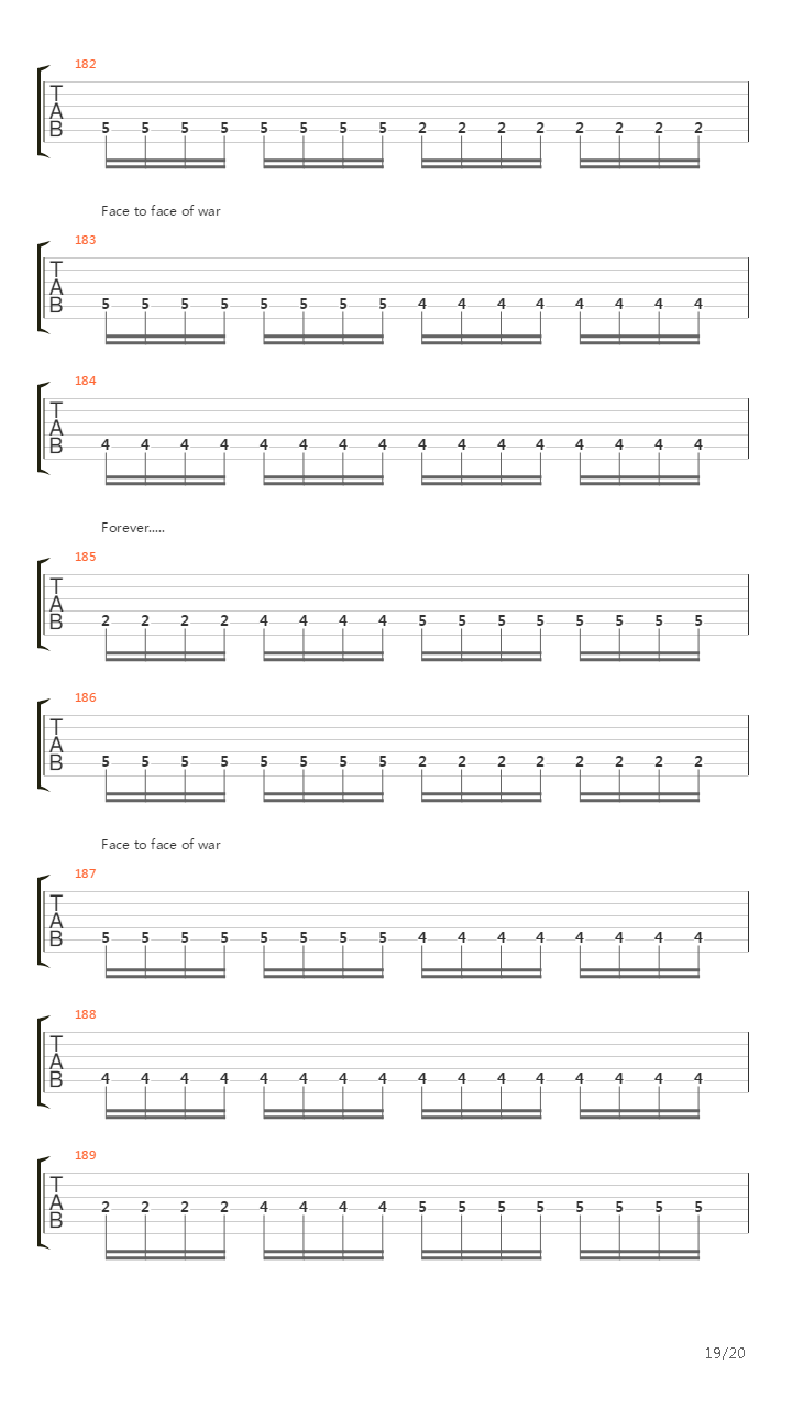 Face The Face Of War吉他谱