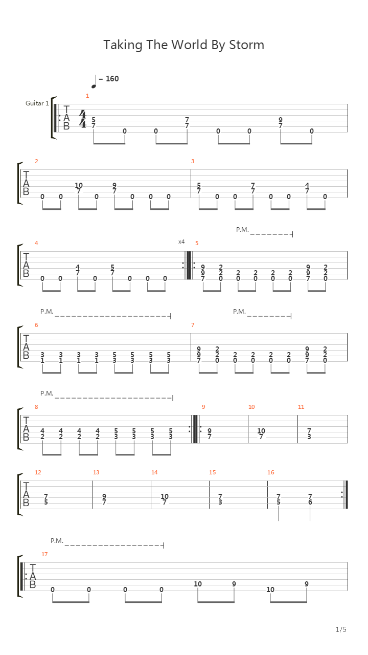 Taking The World By Storm吉他谱