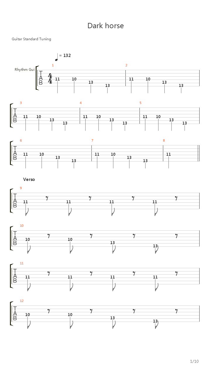 Dark Horse ( Electric Guitar Version )吉他谱