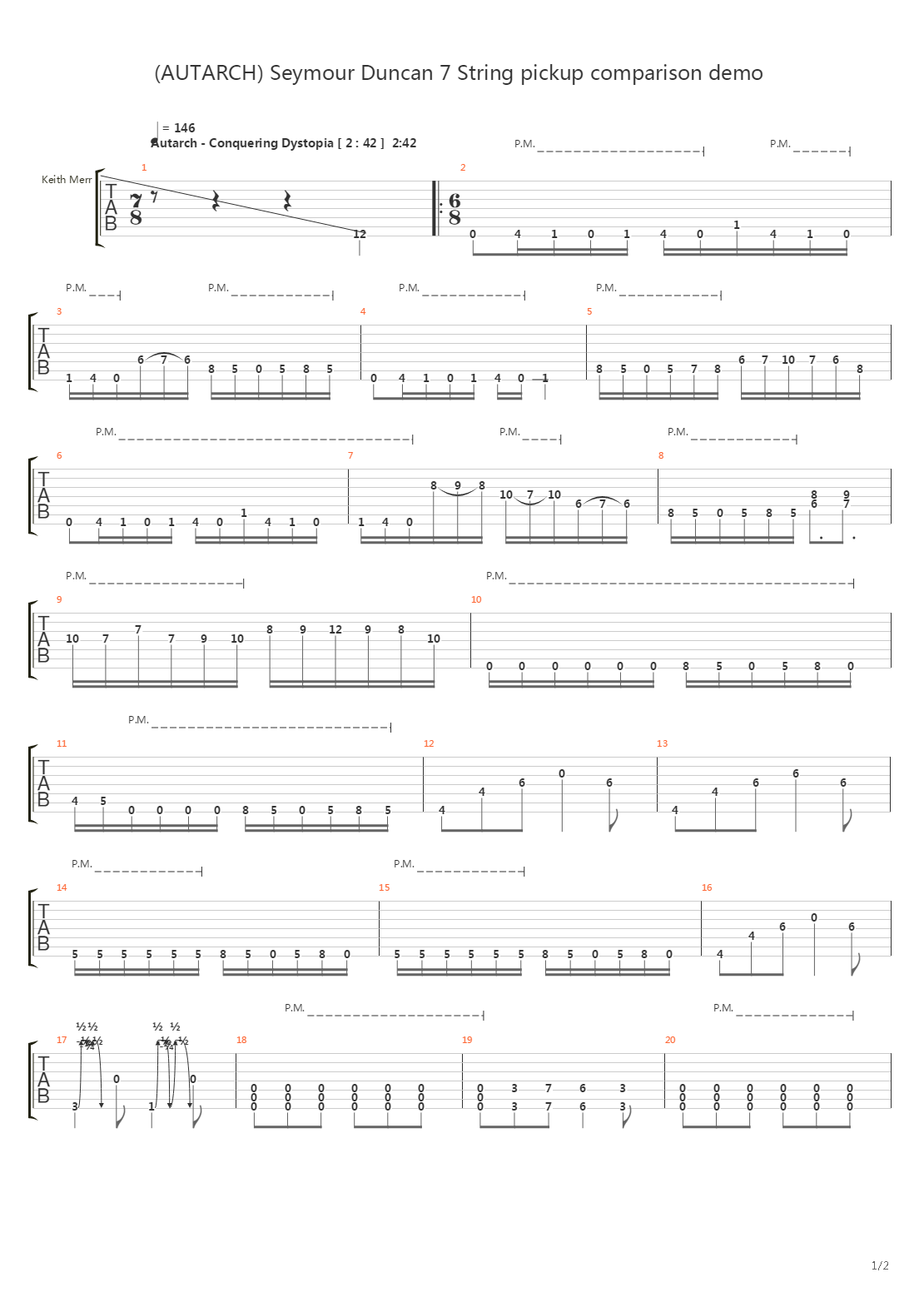 S.D 7-String Bridge Pickup Comparison吉他谱