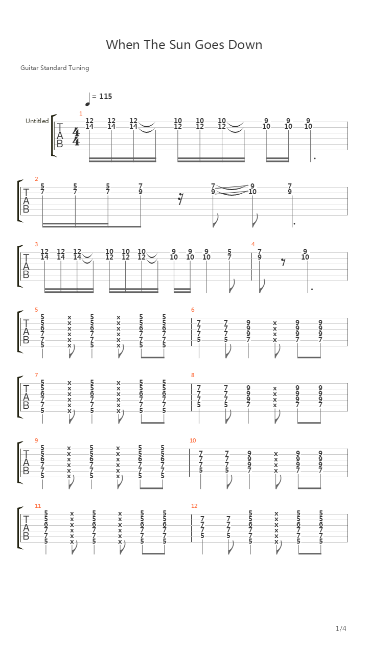 When The Sun Goes Down吉他谱